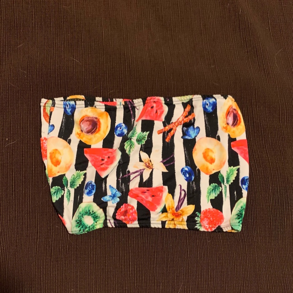 Rave with Mi Gente Tutti Frutti Bandeau Top size small NWOT